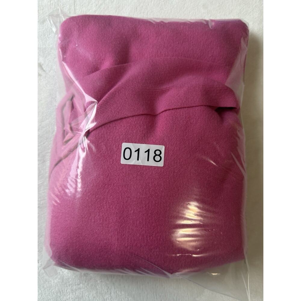 Pink‎ Knit Belted Balloon Sleeve Mock Neck Mini Sweater Dress Size L - Picture 11 of 11